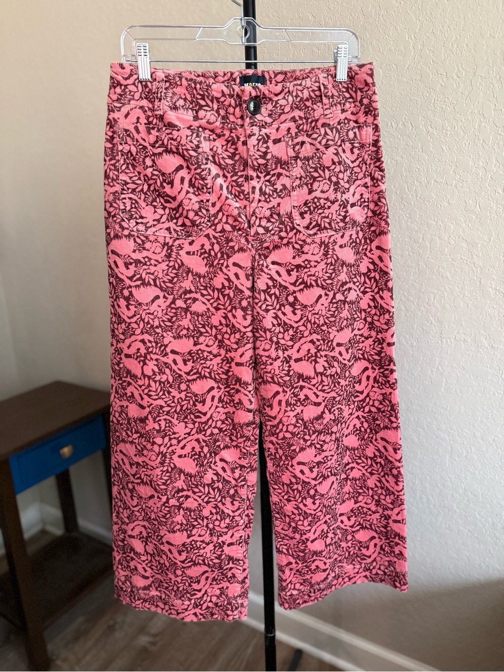 Anthropologie Maeve The Colette Pink Botanical Corduroy Wide Leg Pants 31 - Picture 2 of 15